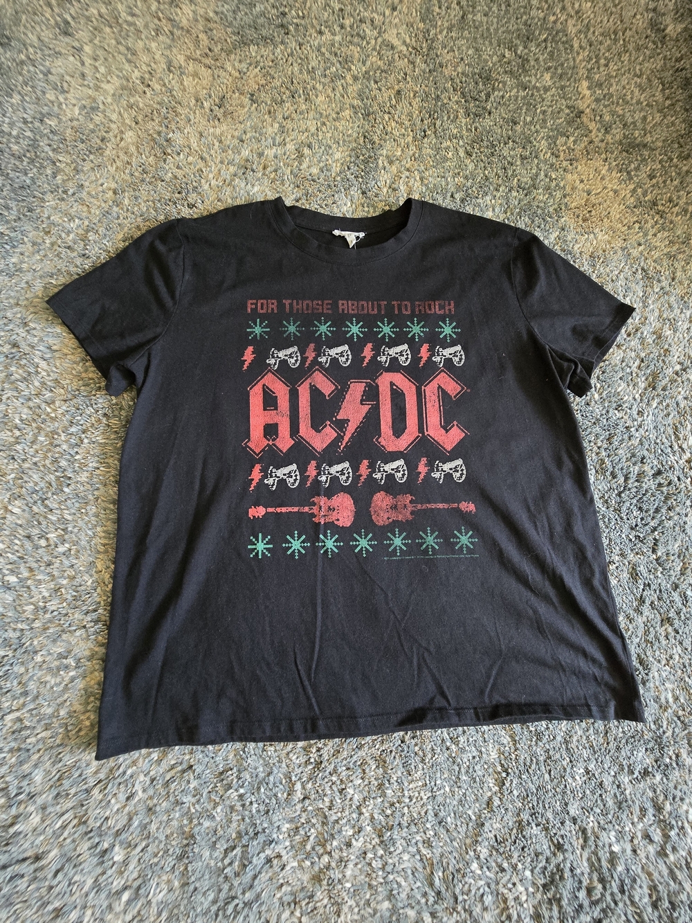Maurices Black AC/DC Graphic Tee with Red & Green Print
